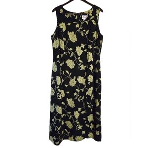 Vintage | Black & Light Green Floral Dress